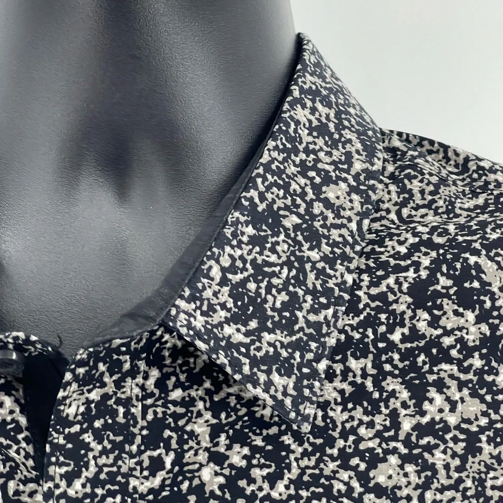 Guess Button-Down Slim Fit Shirt Size XS Black & White Speckled Granite Men’s XL